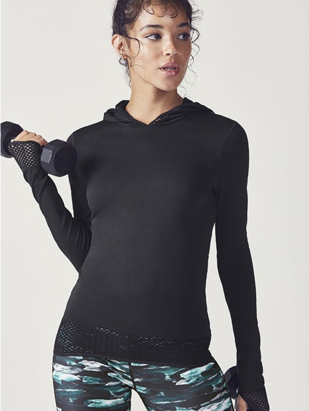 Flabetics Women's Black Long-Sleeve Hooded Active Top